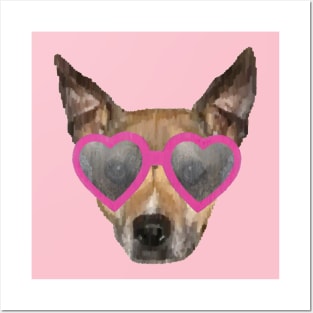 Pitbull with Heart Glasses Posters and Art